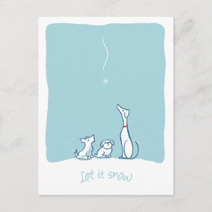 Laissez les chiens enneigés - Carte postale bleue