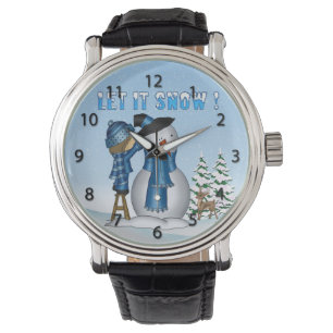 Laissez lui neiger montre de bonhomme de neige