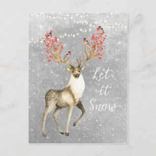 laissez neiger fêtes noël cerf stag carte postale