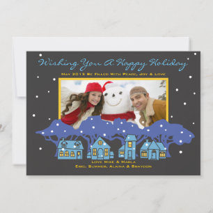 LAISSEZ TOMBER LA NEIGE Carte de vœux familiale de