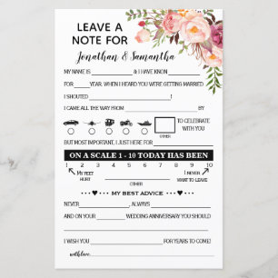 Laissez une note pour jeune mariée bilingue mariag