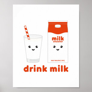 Lait à boire - Kawaii design Poster