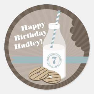 Lait + Autocollant d'anniversaire de biscuits