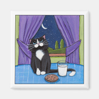 Lait et biscuit - Aimant de chat