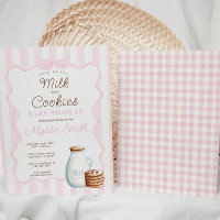 Lait et biscuits Baby shower rose Invitation