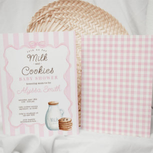 Lait et biscuits Baby shower rose Invitation