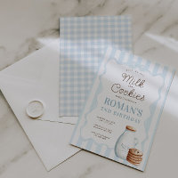 Lait et biscuits Bleu Invitation de fête d'anniver