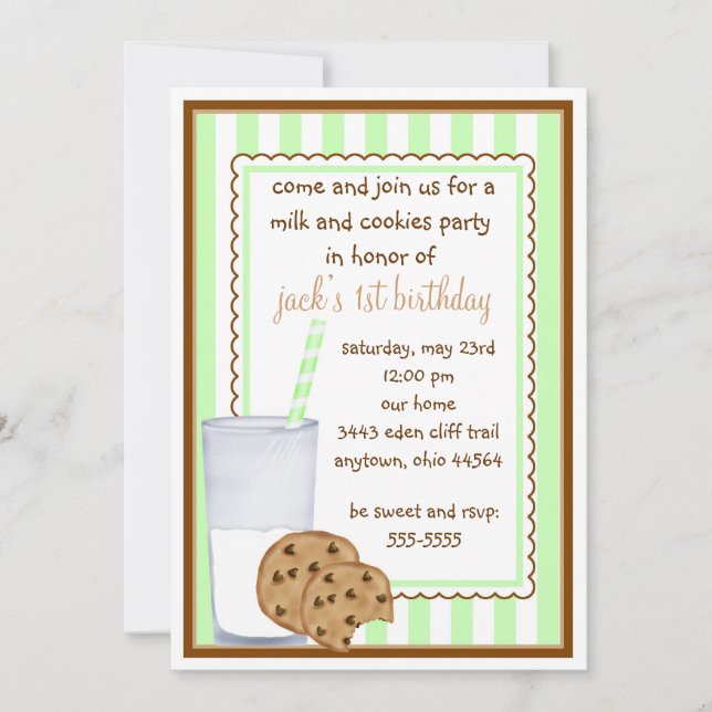 Lait et biscuits Invitation d'anniversaire (Devant)