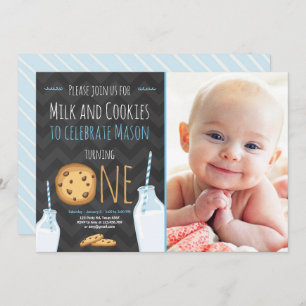 Lait et biscuits Premier anniversaire Invitation G