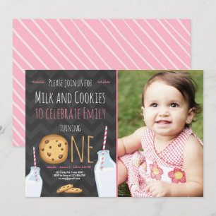 Lait et biscuits Première Invitation Anniversaire 