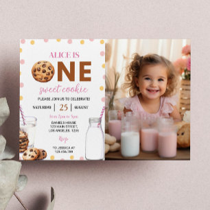 Lait Et Cookies Fille 1er Invitation Anniversaire