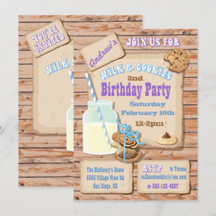 Lait rustique et biscuits Invitations de fête d'an