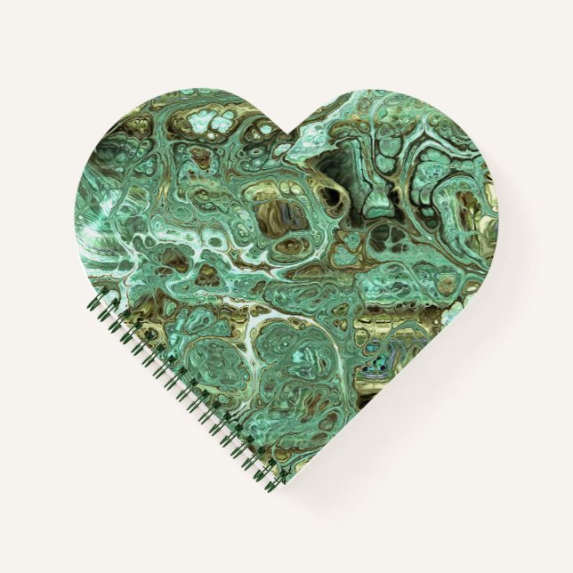 Lait Turquoise et Tan Faux Marble Heart Carnet (Devant)