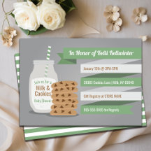 Lait vert moderne et biscuits Invitation rayée
