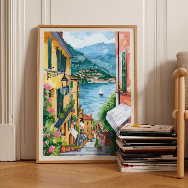 Lake Como Print Lake Como Poster Como Illustration (Créateur téléchargé)