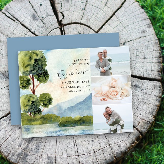 Lake Evergreen Watercolor 3 Photo Save The Date (Créateur téléchargé)