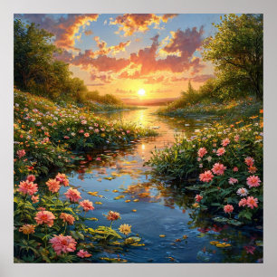 🌿 Lake Forest Fleurs Nature Sérénité Art Mural Sc