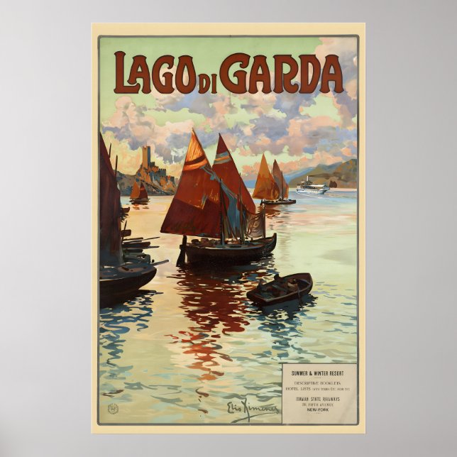 Lake Garda Italy Vintage Travel Poster (Devant)