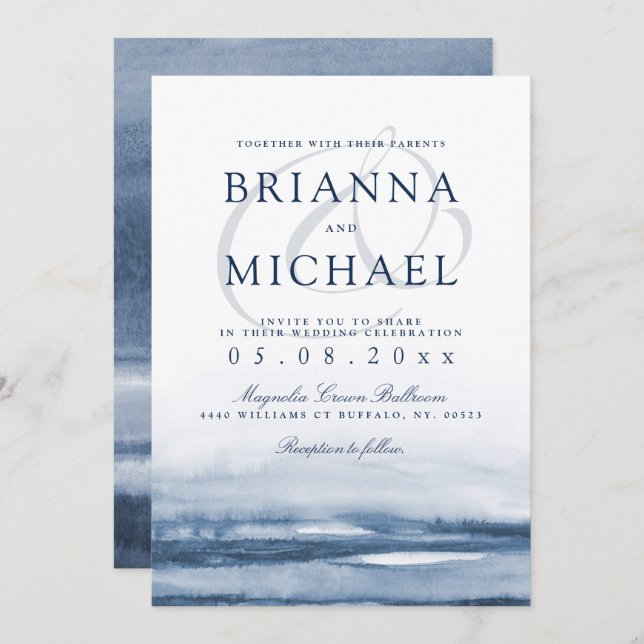 Lake Harbor Morning Wedding Invitation (Devant / Derrière)