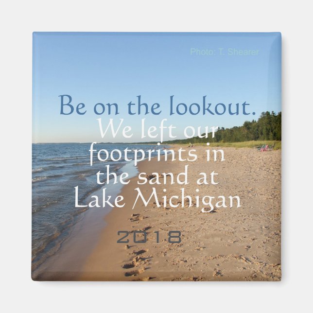 Lake Michigan Beach Date Voyage Fridge Magnet (Devant)