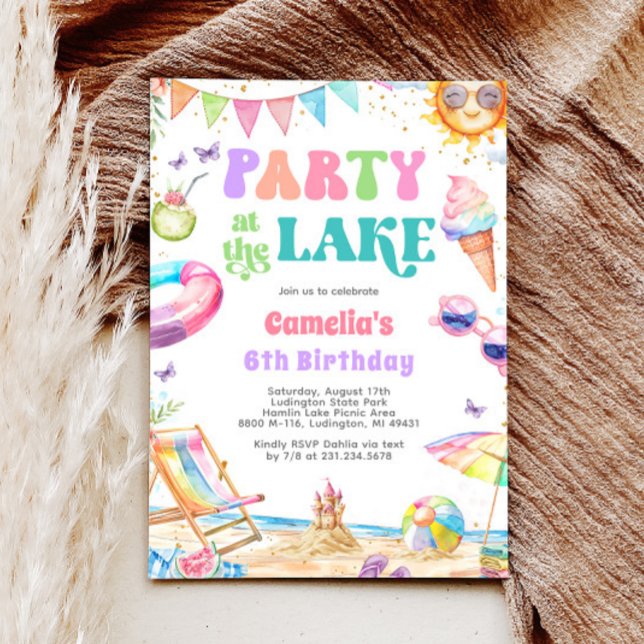 Lake Party été Anniversaire Invitation (Lake Party Summer Birthday Invitation)