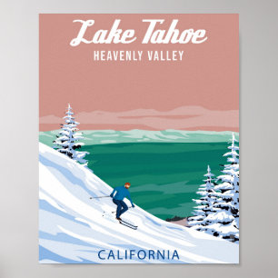 Lake Tahoe Ski poster de la station de ski vintage