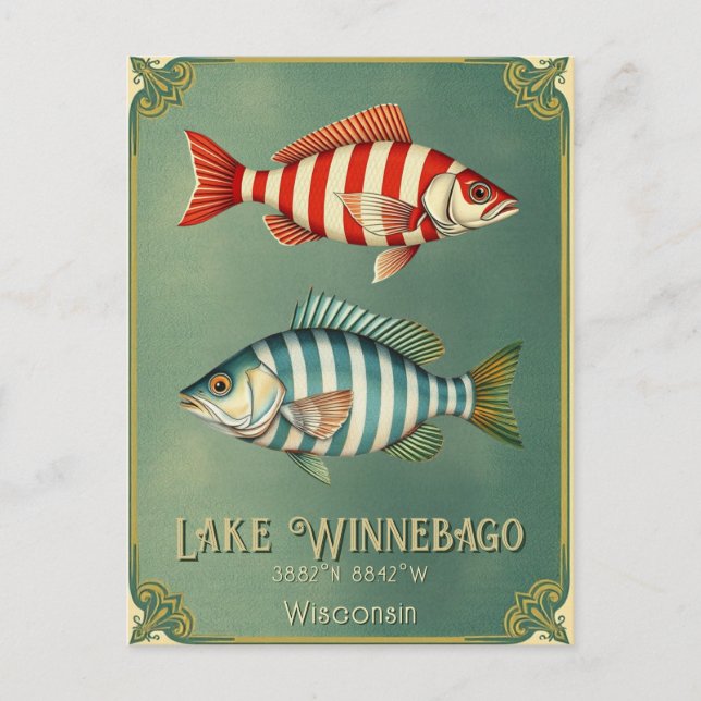 Lake Winnebago Wisconsin USA fish Carte postale (Devant)