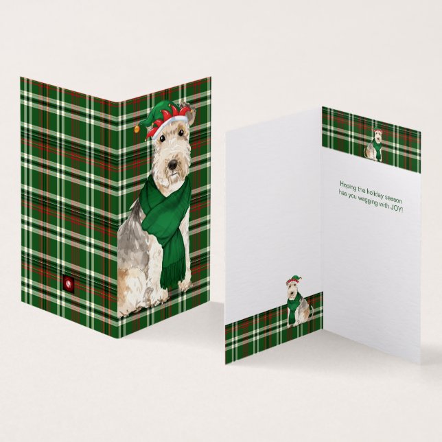 Lakeland Terrier Chien Green Plaid Cartes de fin d (Inside and Outside)