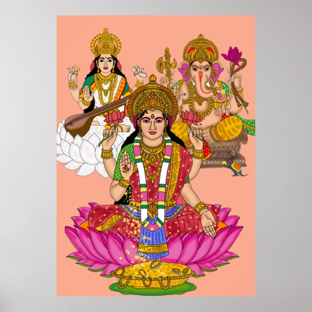 Lakshmi Saraswati Ganesha Poster (Devant)