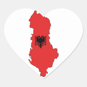 L'Albanie - carte et drapeau - autocollant