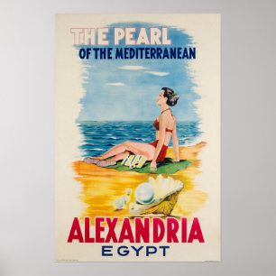 L'Alexandrie, Egypte, affiche de Vintage voyage