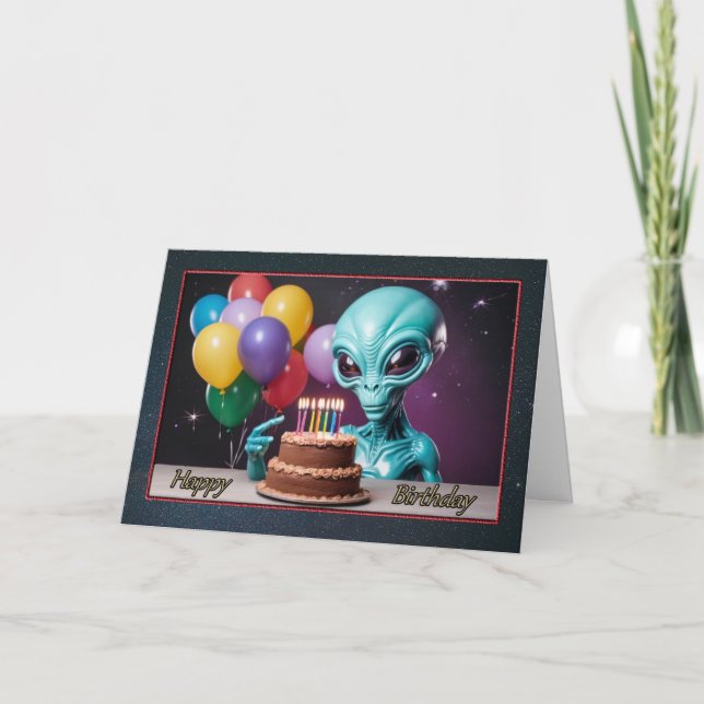 L'Alien souhaite la carte d'anniversaire du garçon (Devant)