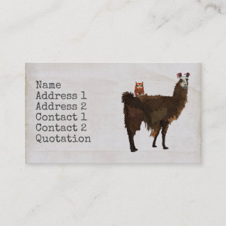 LAMA et carte de visite FLORAL de HIBOU