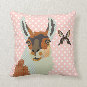 Lama et coussin d'or de Pokadot Mojo de rose de