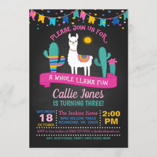 Lama Fiesta Invitation Anniversaire