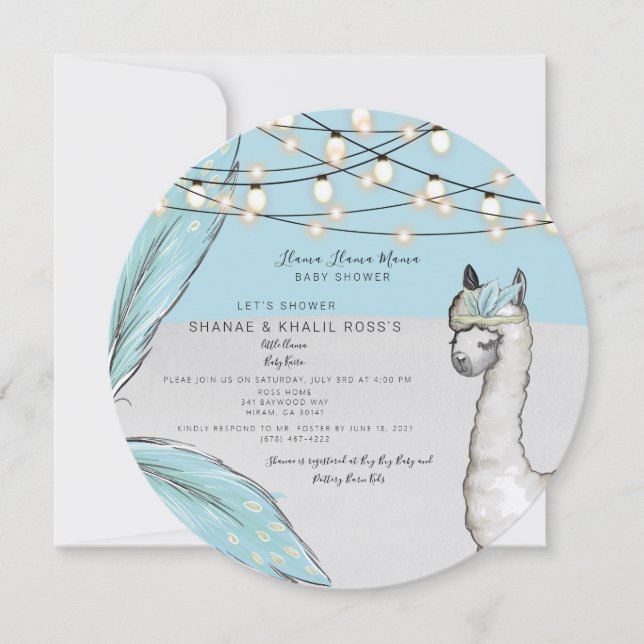 LAMA LAMA MAMA Baby shower Invitation (Devant)