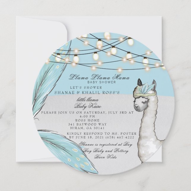 LAMA LAMA MAMA II Baby shower Invitation (Devant)