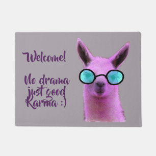 Lama rose frais ! Tapis de porte