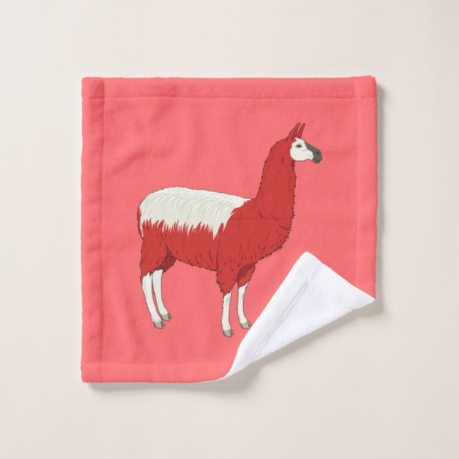 Lama rouge drôle (Gant de toilette)