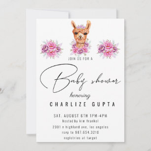 Lama Safari Animaux Baby shower Invitation