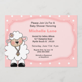 Lamb Baby Girl Douche Invitations