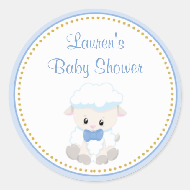 Lamb Baby shower garçon Favoriser Stickers (Devant)