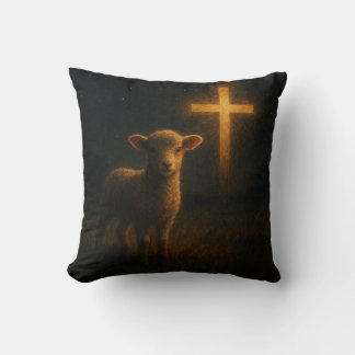 Lamb et Cross Christian Night Art Imprimer Coussin