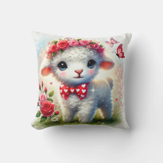 Lamb floral - Coussin de printemps doux