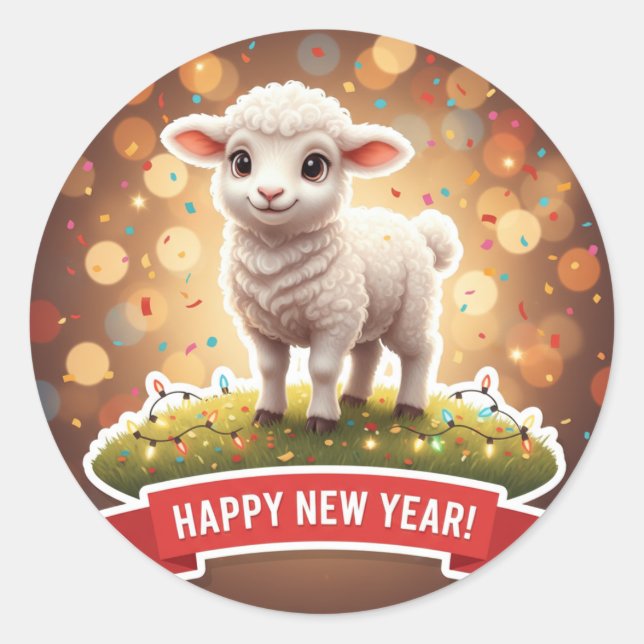 Lamb New Year Confetti Sticker (Devant)