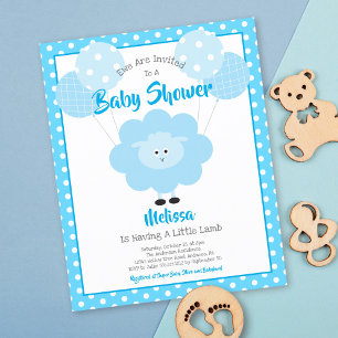 Lamb Turquoise Budget Boy Baby shower Invitation