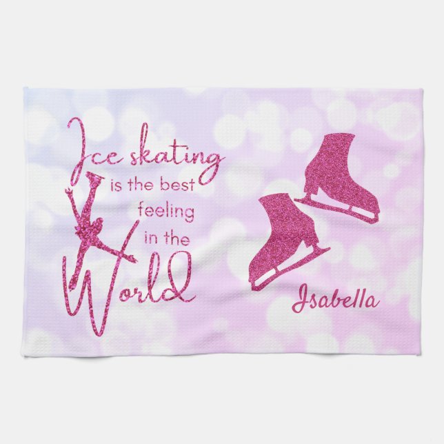 Lame de patin à glace Lame de serviette rose étinc (Horizontal)