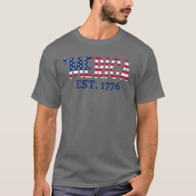 L'Amérique est. T-shirt américain patriotique 1776 (Devant)