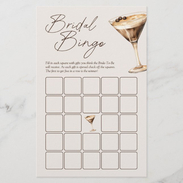 L'amour brasse Espresso Martini jeu de bingo nupti (Devant)