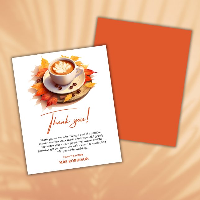 L'amour brasse la Fête des mariées Carte de remerc (Love is Brewing Autumn Fall Bridal Shower Thank You Card )